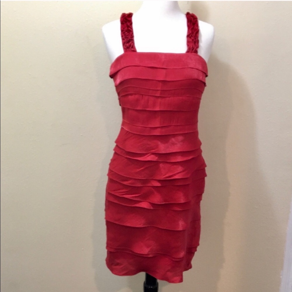Red Ruffle Dress Barn Cocktail Dress